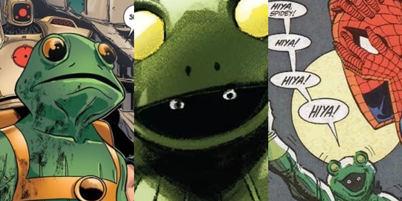 Split image of Frog Man in Marvel Comics feature