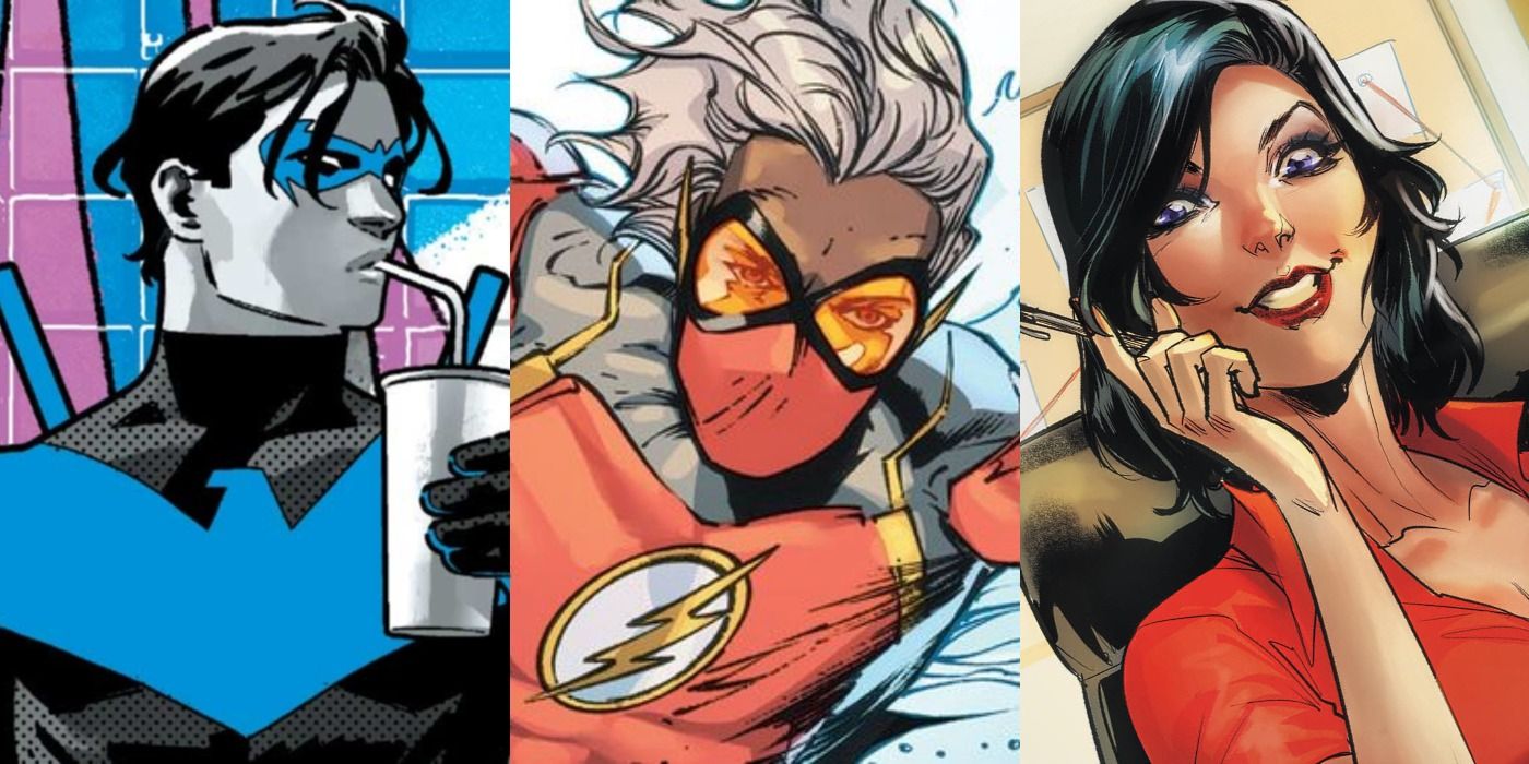 Split image of Nightwing, Jesse Quick and Lois Lane feature