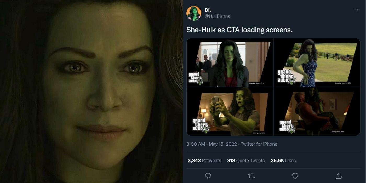Split image of She-Hulk image and tweet
