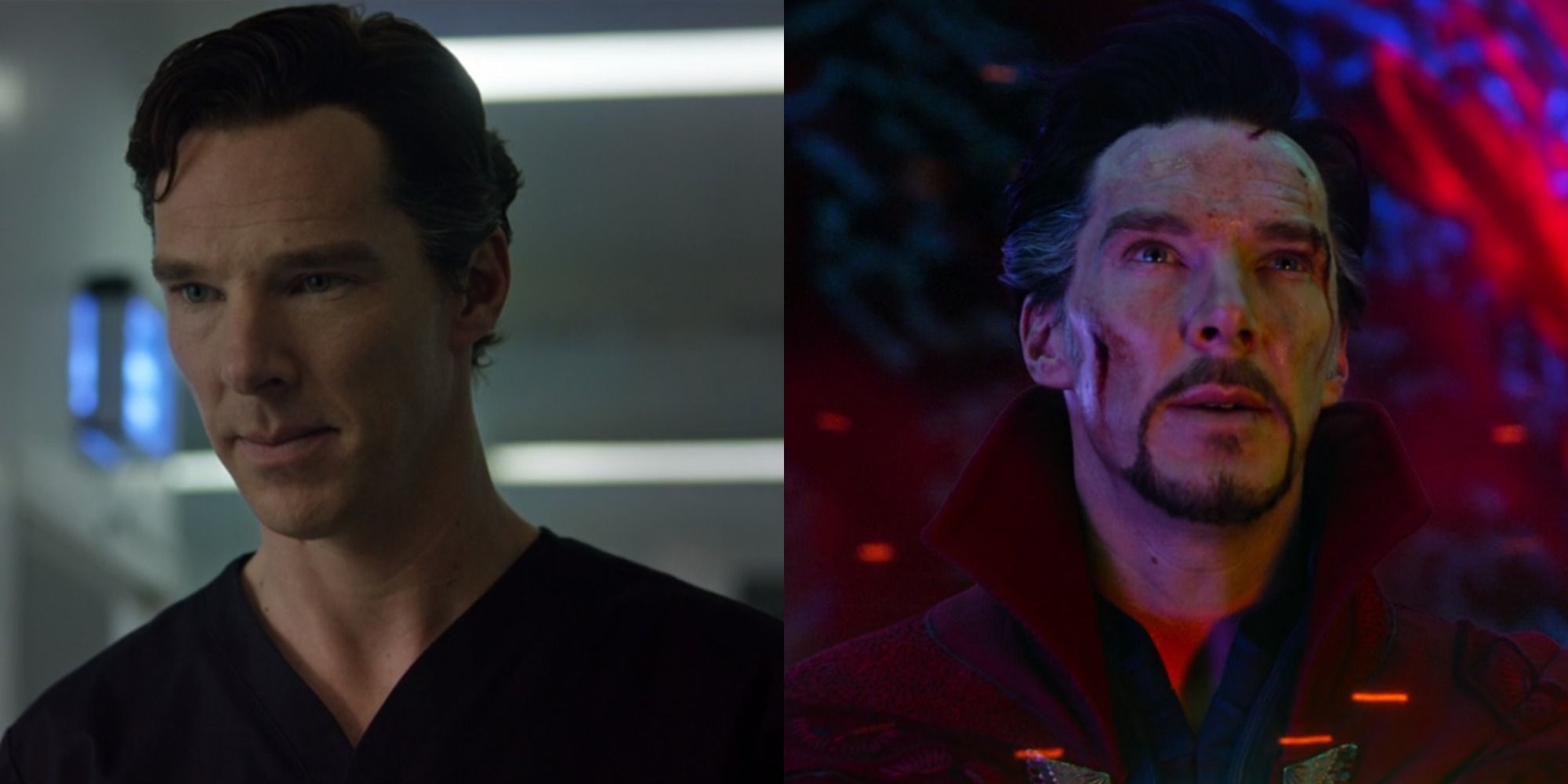 Split image of Stephen Strange before and after becoming a sorcerer in Doctor Strange