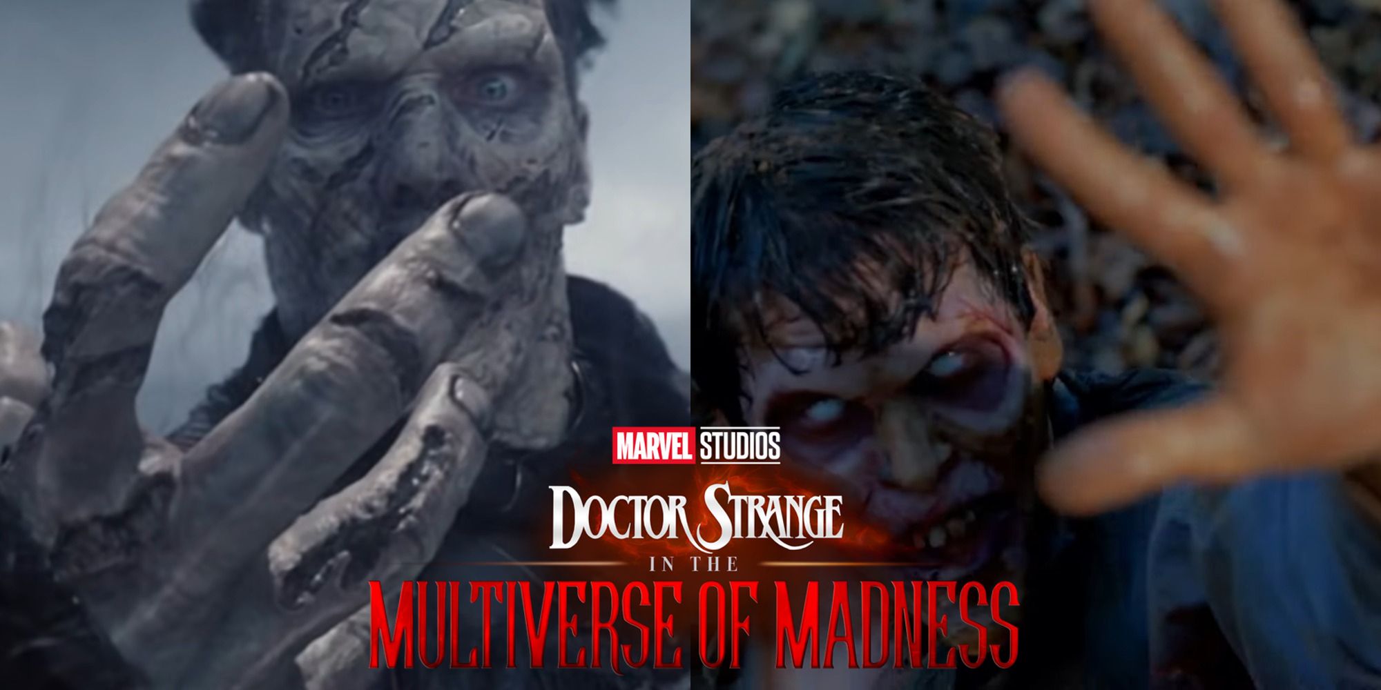 Split image of Zombie Strange from Doctor Strange In The Multiverse Of Madness and Possessed Ash in Evil Dead II Dead By Dawn