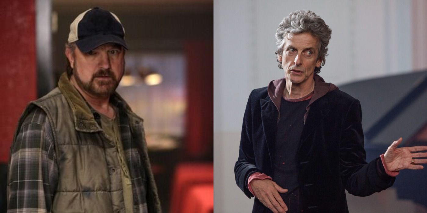Split images of Bobby Singer in Supernatural and Twelfth Doctor in Doctor Who