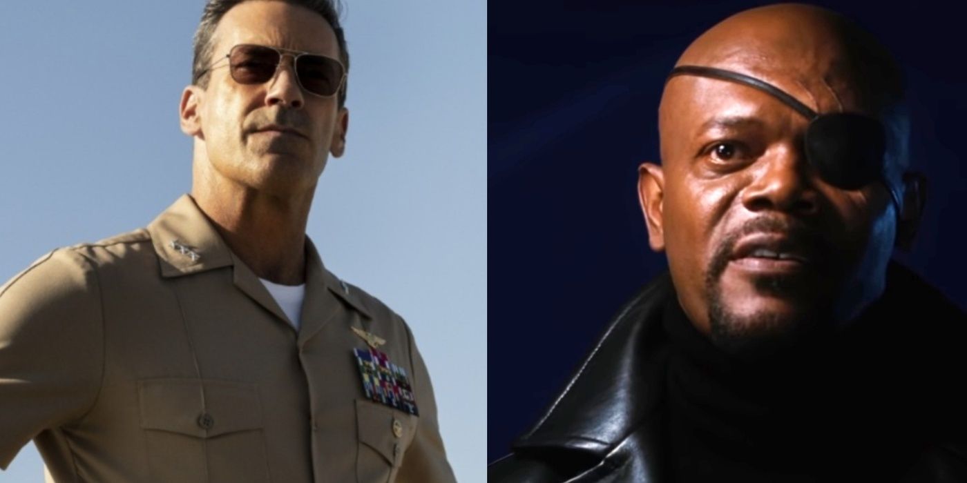 Split images of Cyclone in Top Gun 2 and Nick Fury in Iron Man