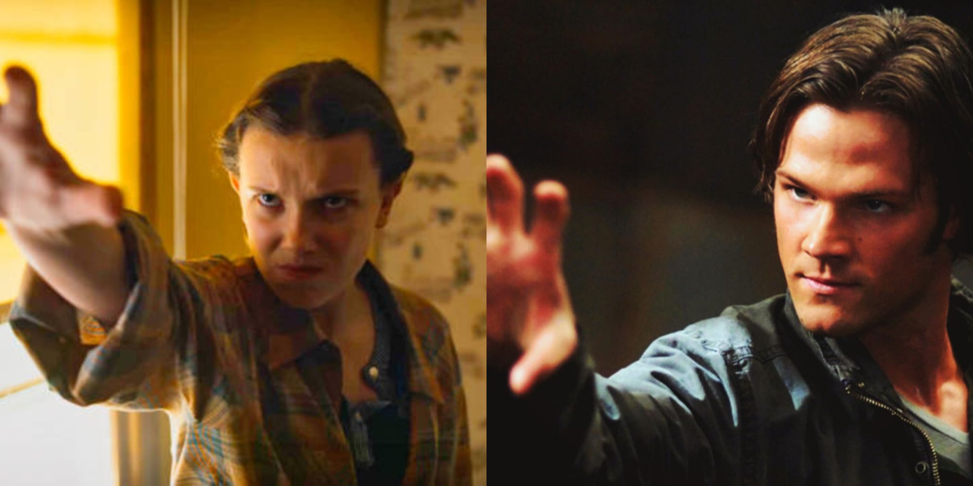 Split images of Eleven in Stranger Things and Sam Winchester in Supernatural