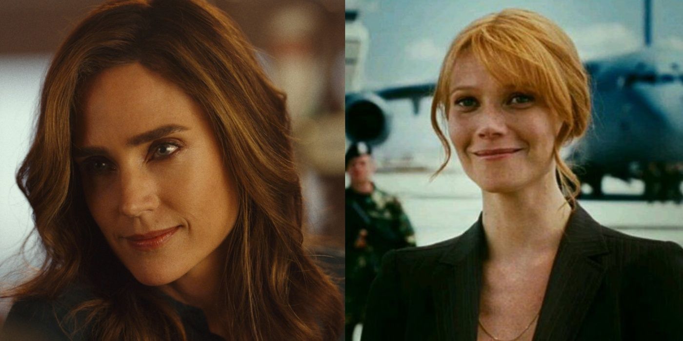 Split images of Penny in Top Gun 2 and Pepper in Iron Man