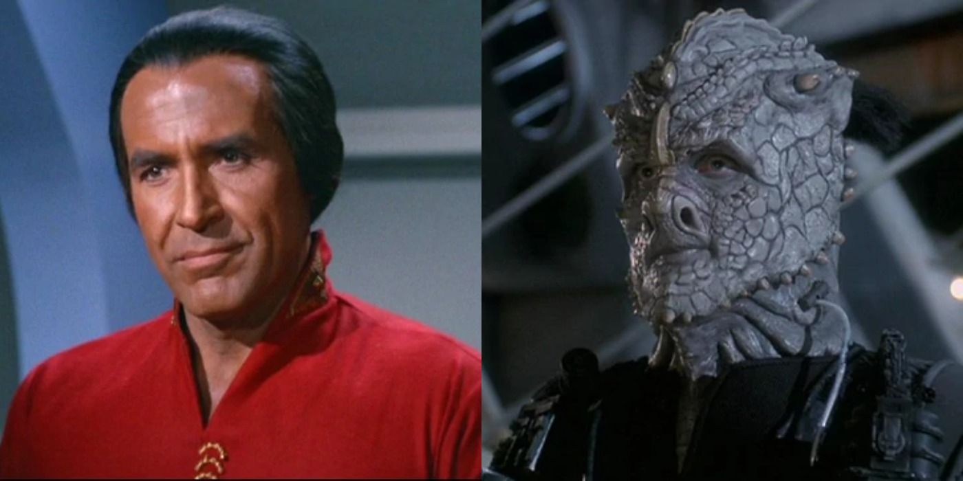 Split image showing Khan and a member of the Jem'Hadar in Star Trek.