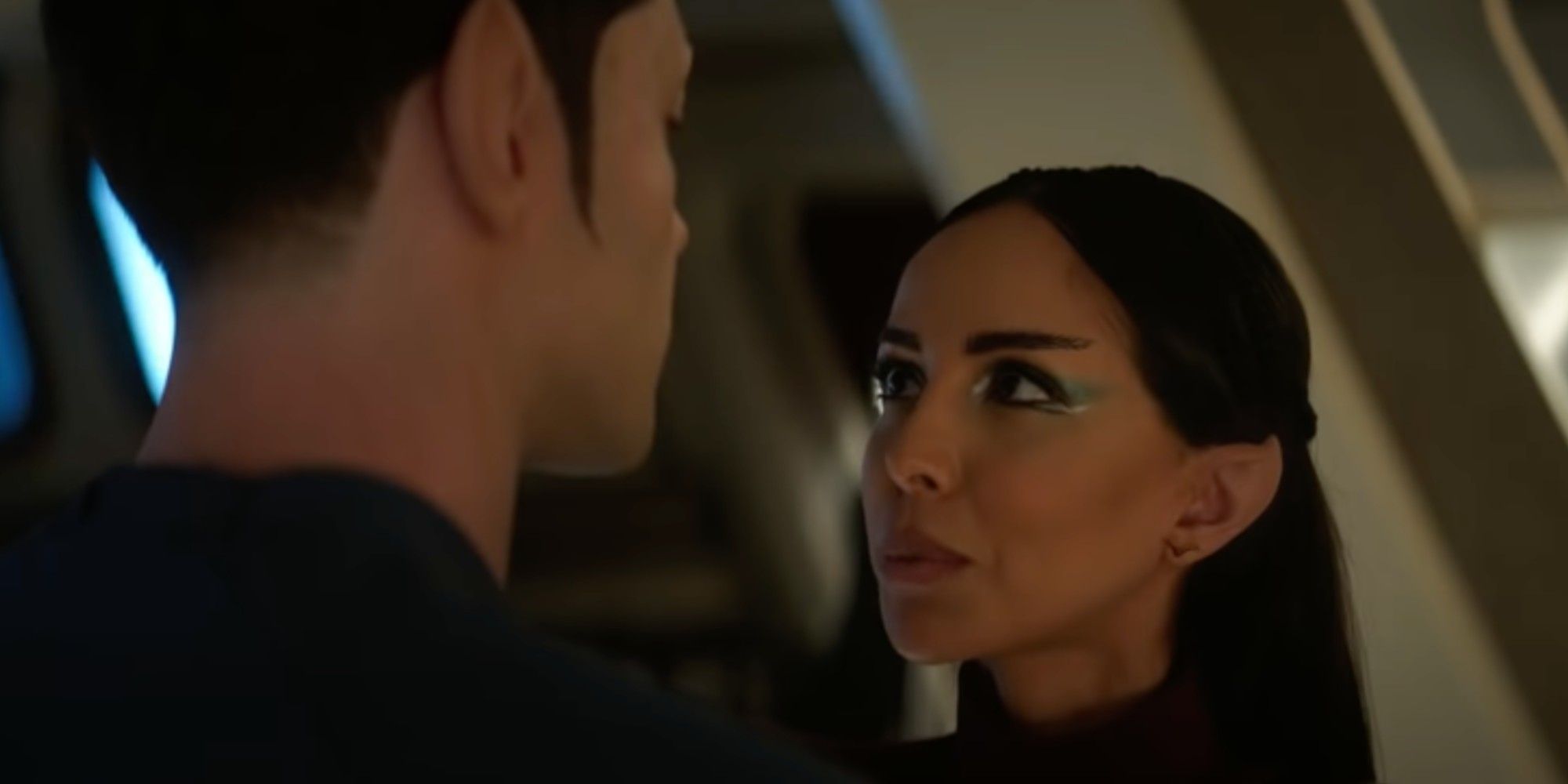 Star Trek Strang New Worlds Ethan Peck and Gia Sandu as Spock and TPring