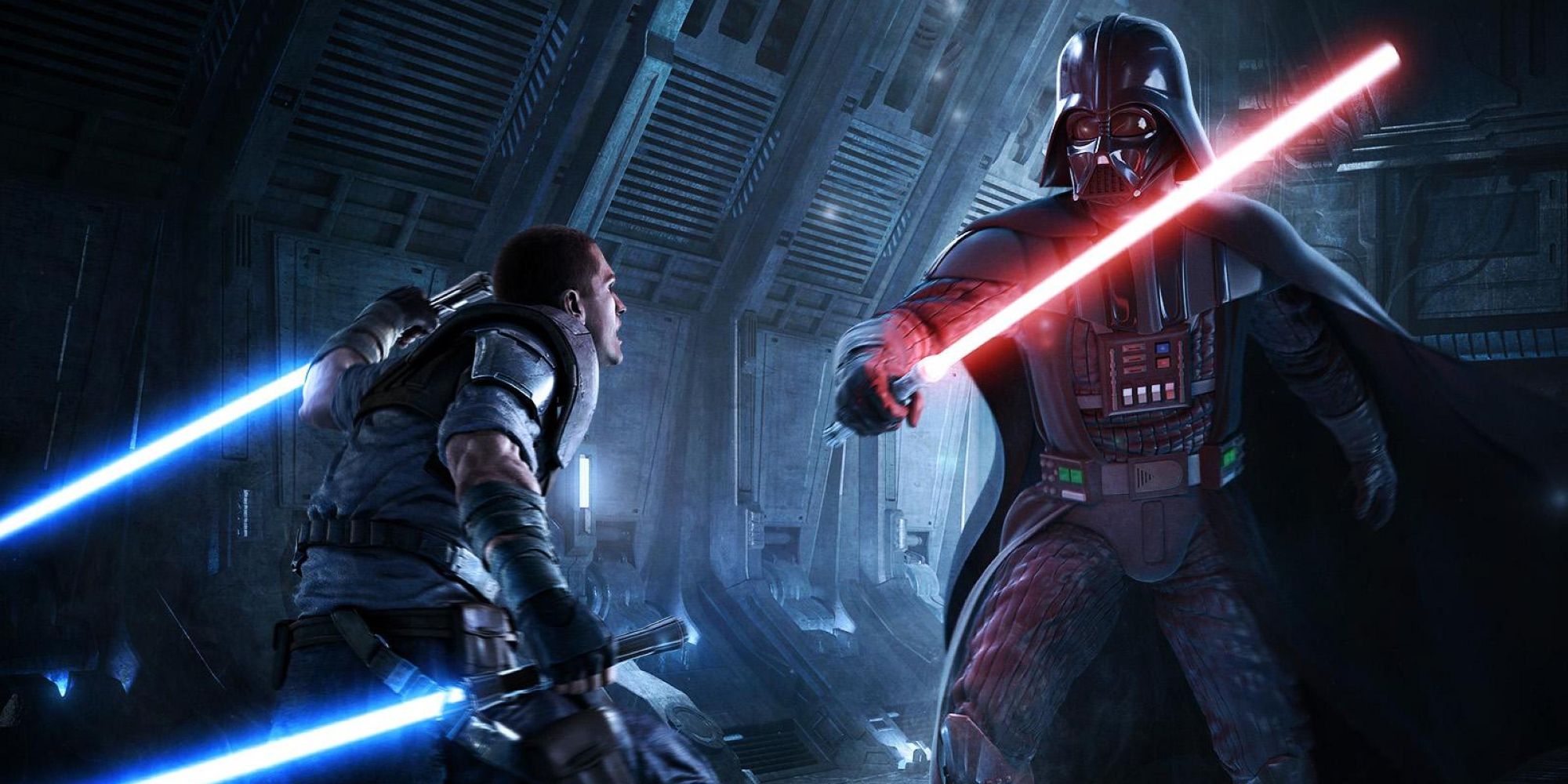 Starkiller from Star Wars: The Force Unleashed holds his lightsabers differently than other Force users with an inverted grip