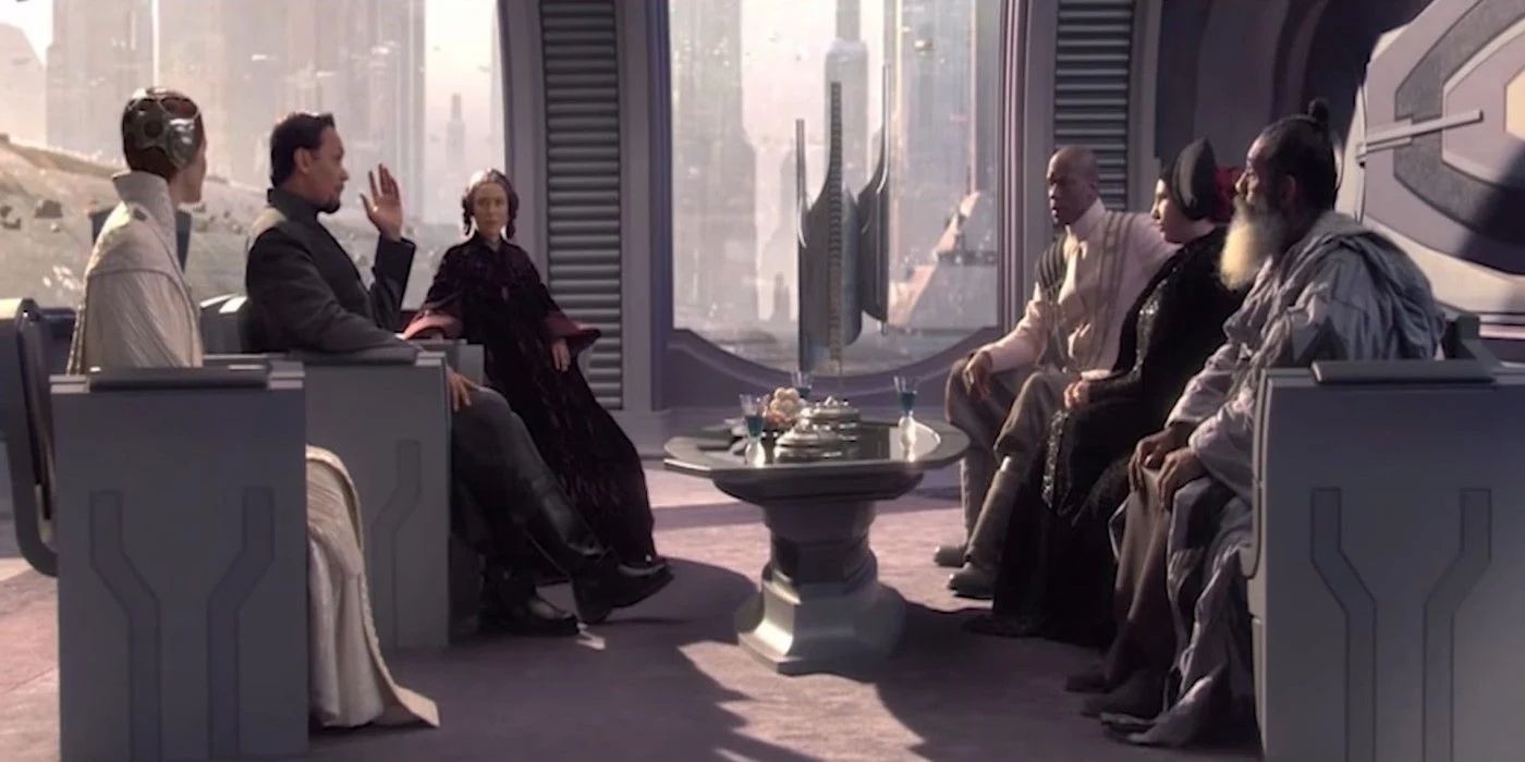 Delegation of 2000 deleted scene in Revenge of the Sith.