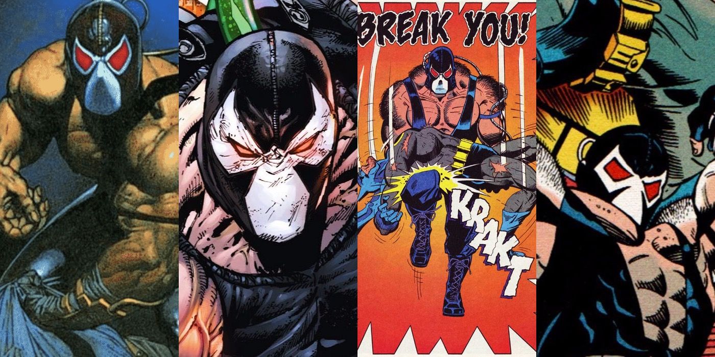 Stills from various comic book versions of Bane