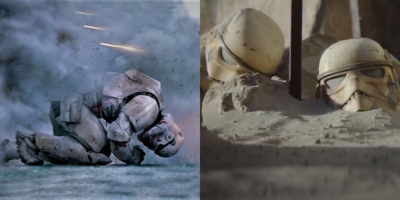 Split image of stormtroopers in Star Wars