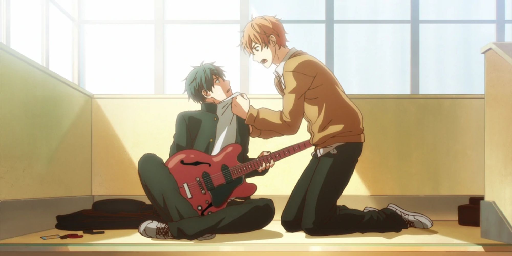 The Characters Sit On The Floor With A Guitar