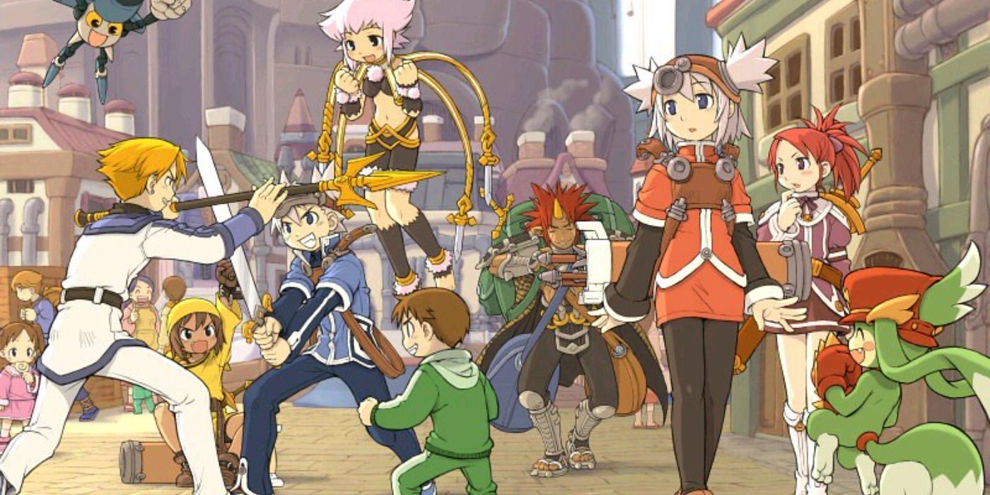 The main cast of character of Summon Night: Swordcraft Sorcery in promo art.