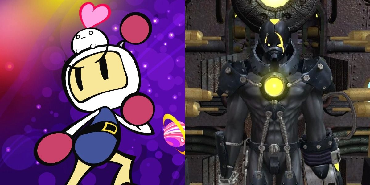 A cute Bomberman from Super Bomberman R and a gritty Bomberman from Bomberman: Act Zero.