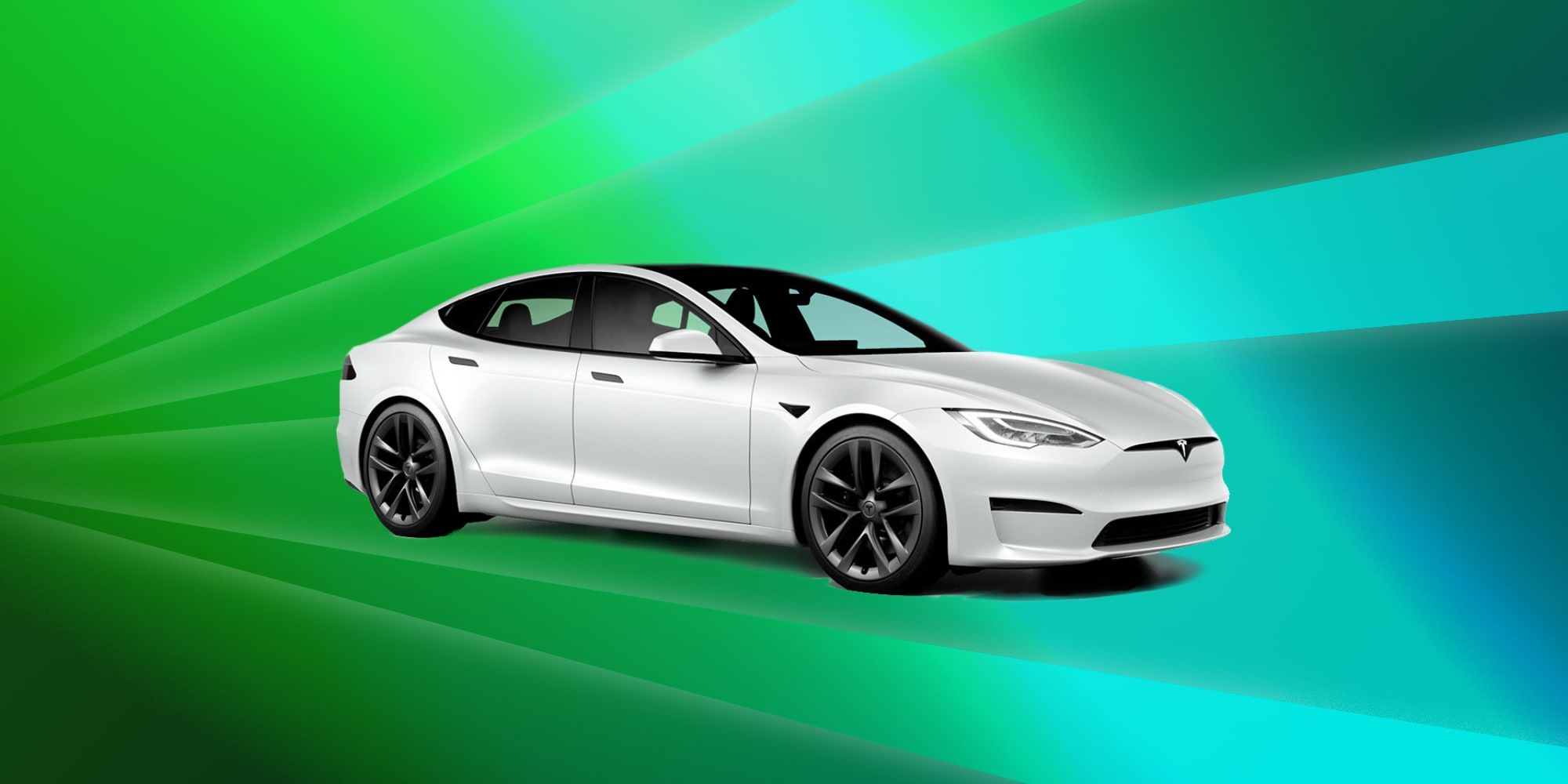 Tesla Model S Over Green Explosion BG Battery Fast Racing Future