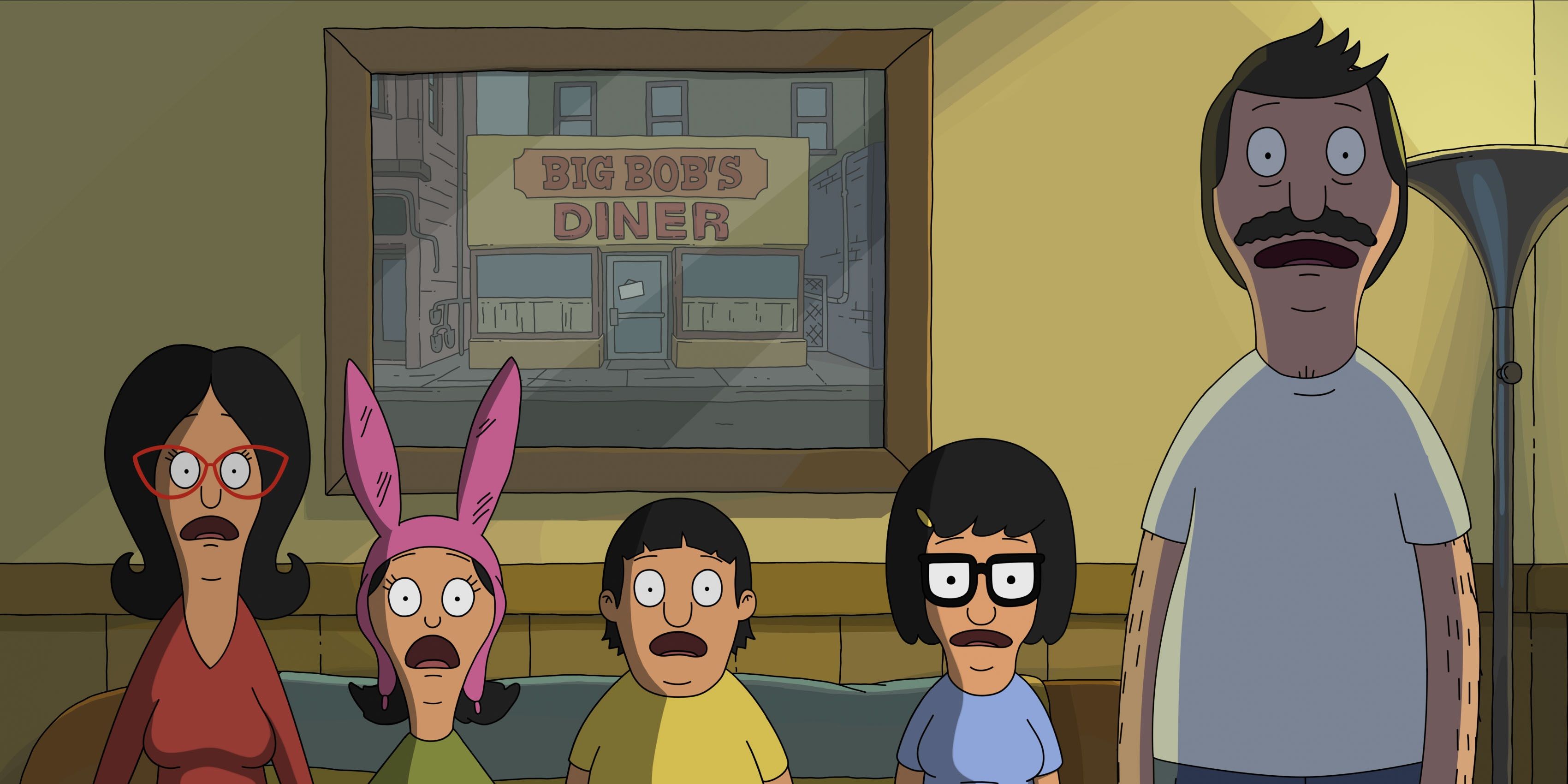 The Belchers looking stunned in The Bob's Burgers Movie