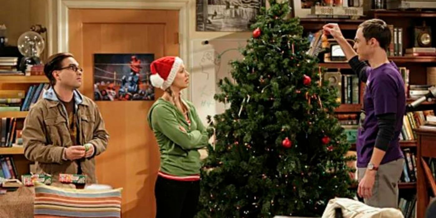 Sheldon showing off his Newton Christmas ornament in TBBT.