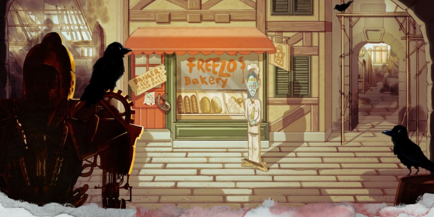 The outside of Freezo's Bakery in The Gribbits Detective Agency