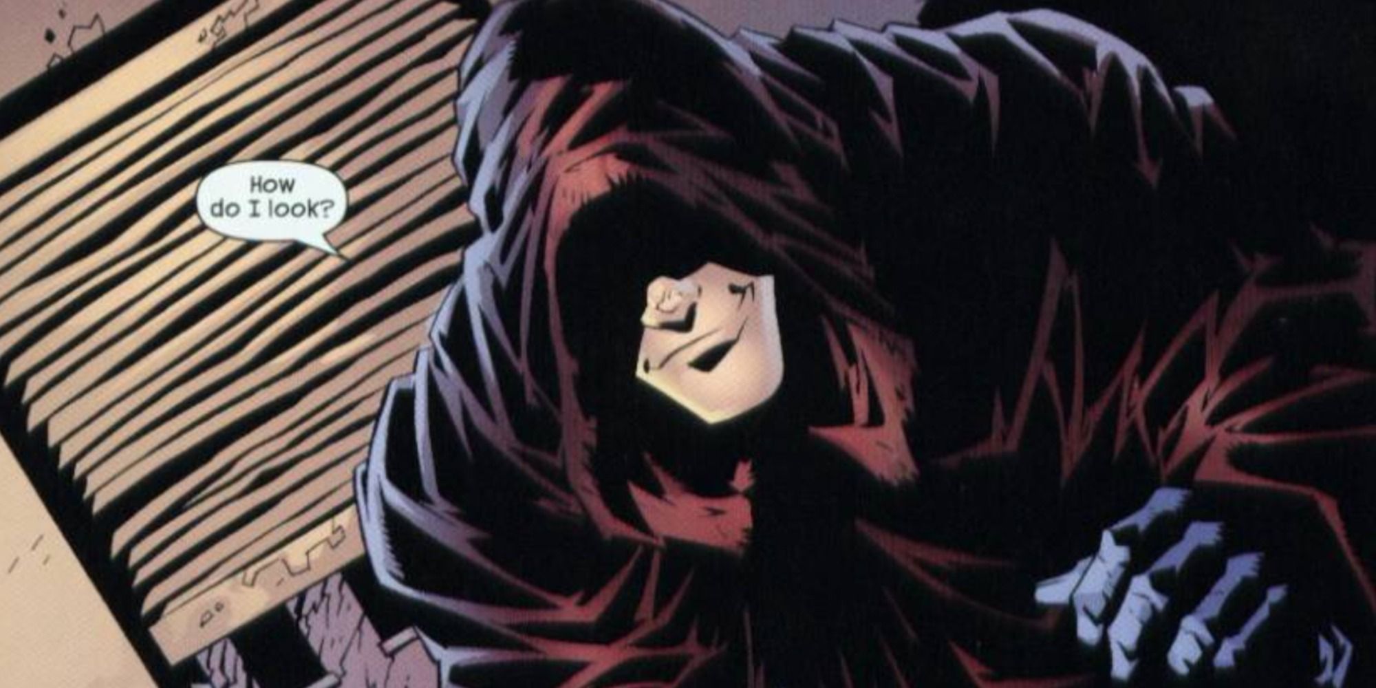The Hood talking in Marvel Comics.