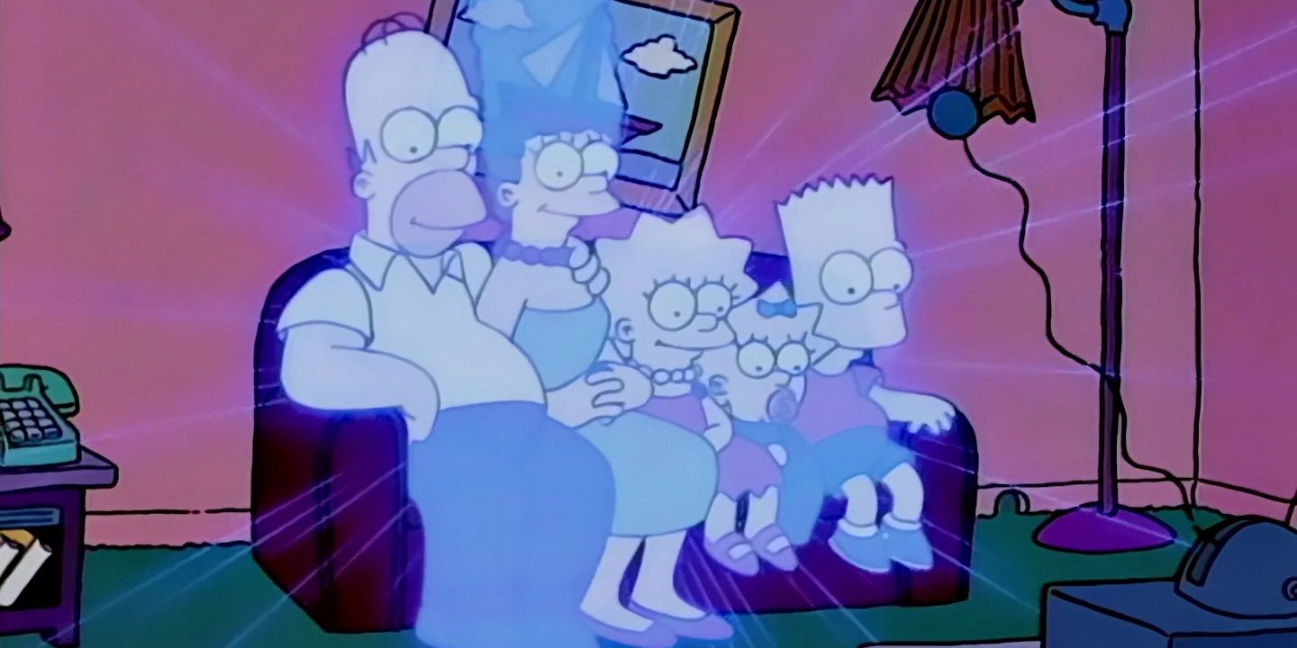 The Simpsons get beamed off their couch