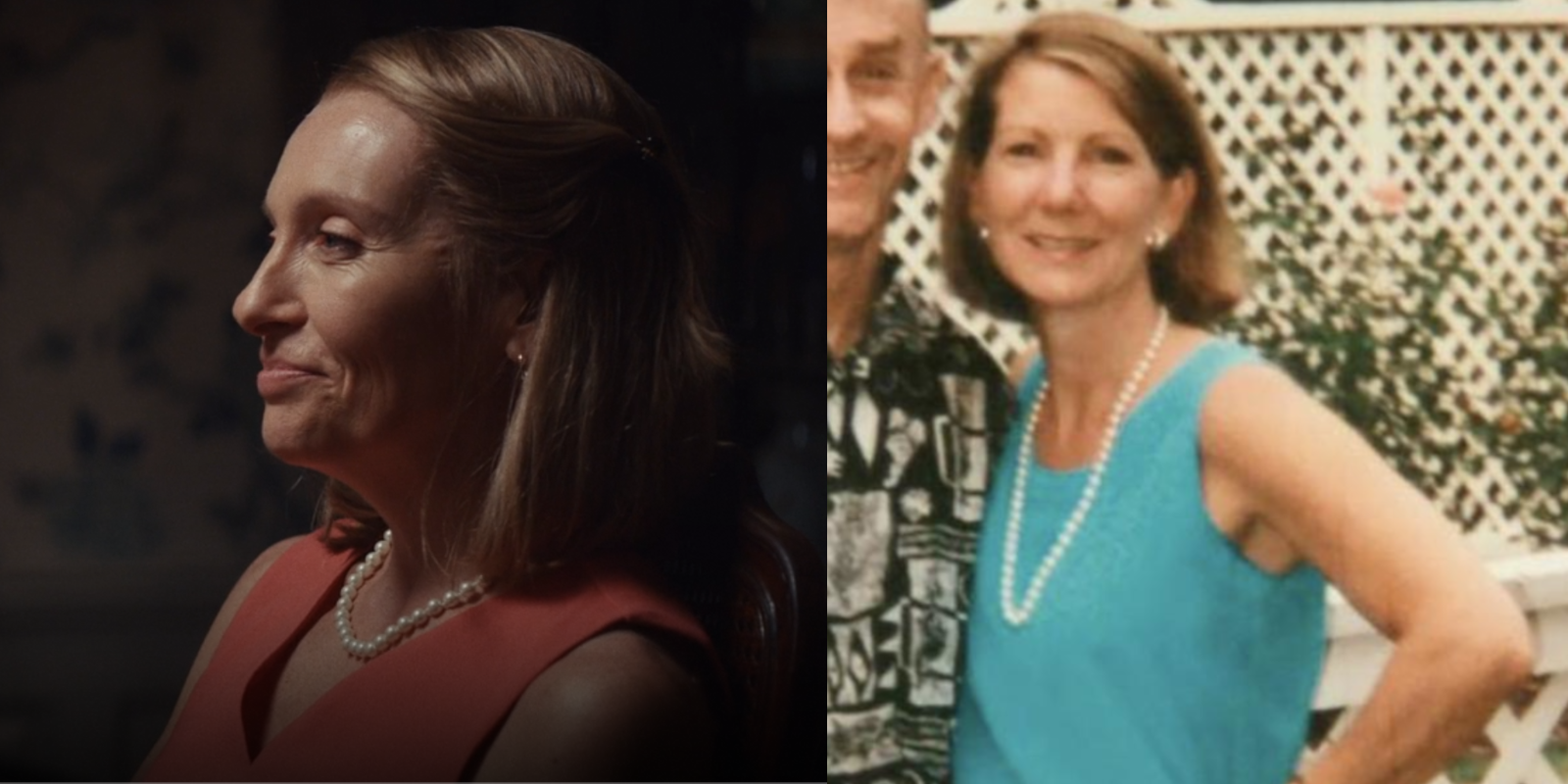 A splitscreen of Kathleen Peterson and Toni Collette from The Staircase.