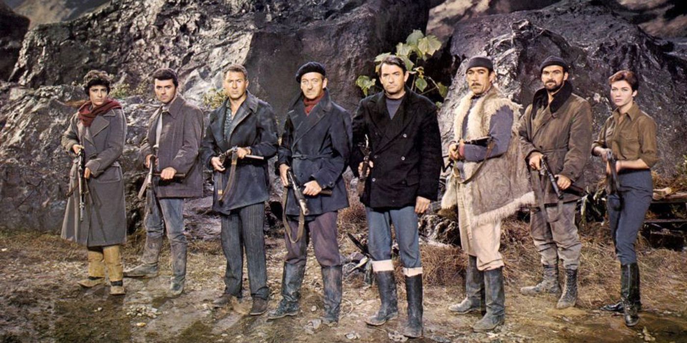The cast of The Guns of Navarone.