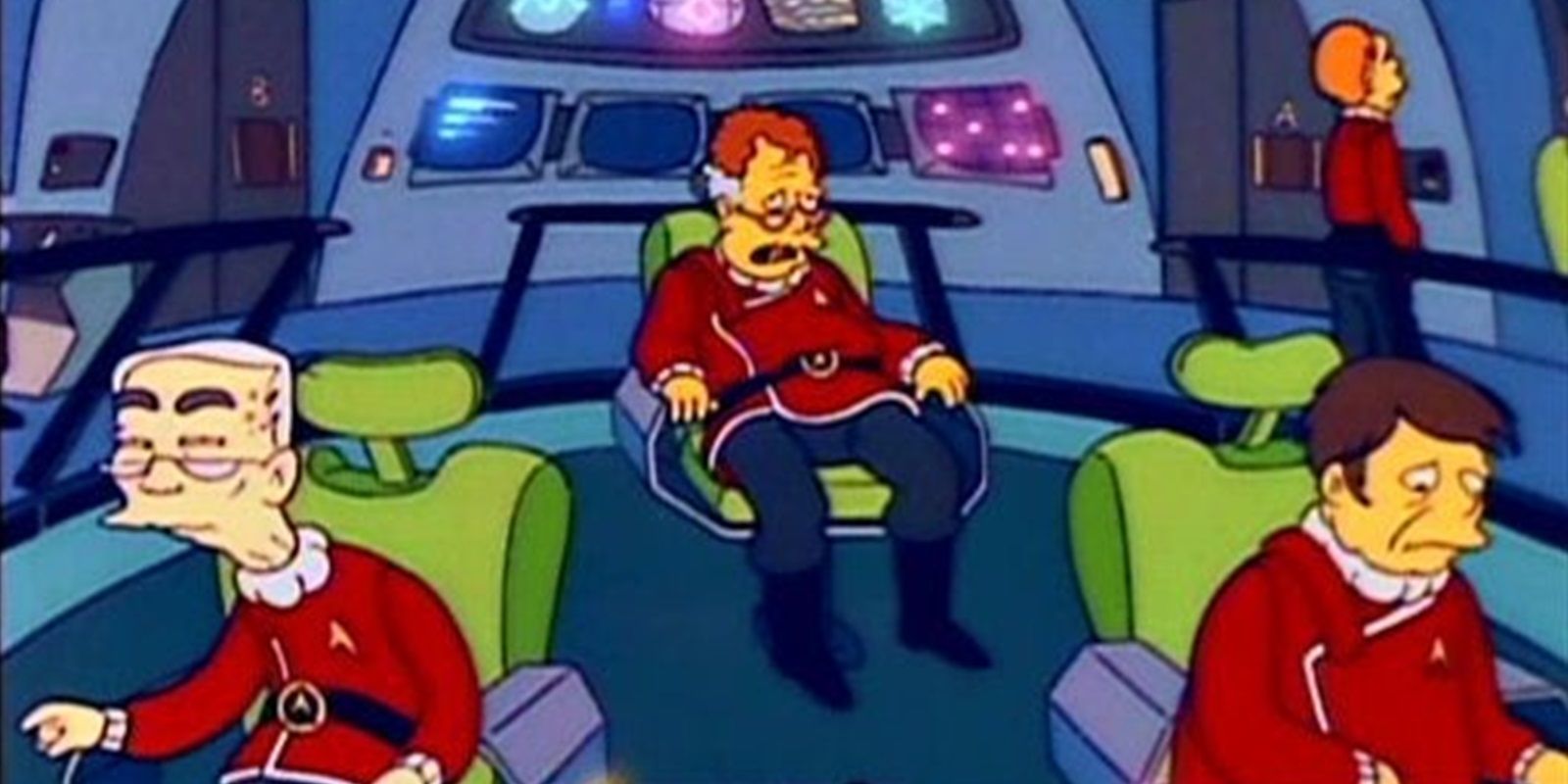 The elderly Enterprise crew in The Simpsons