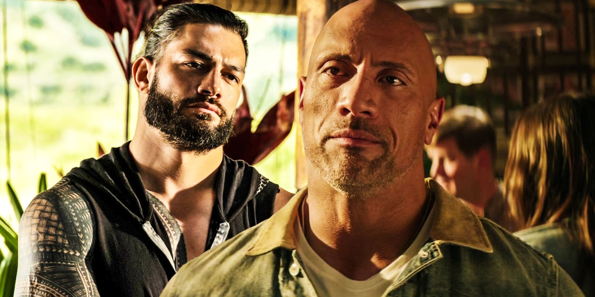 The rock Roman Reigns Hobbs and shaw