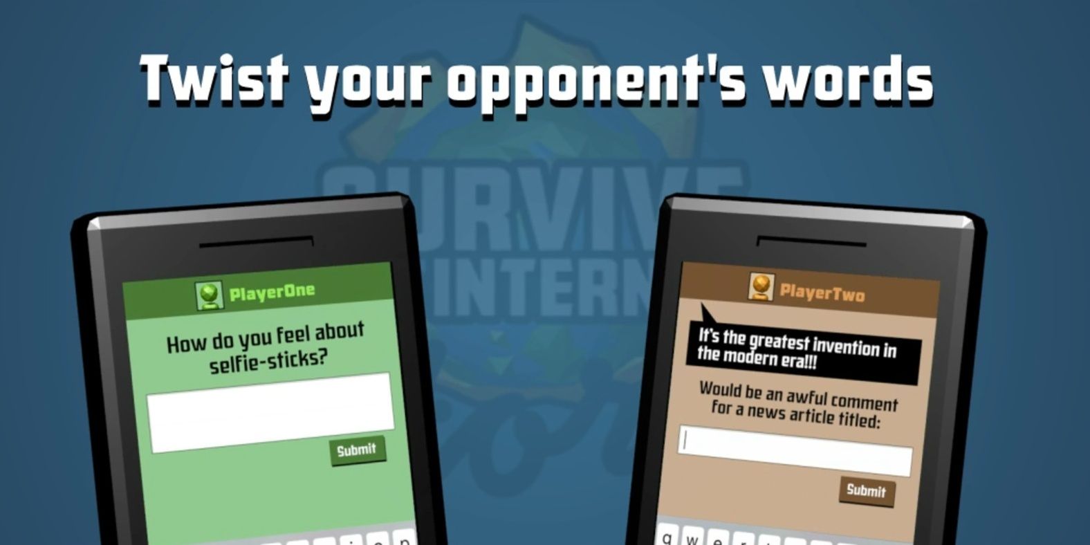 The tutorial demonstrating an example round of Survive the internet from Jackbox 4