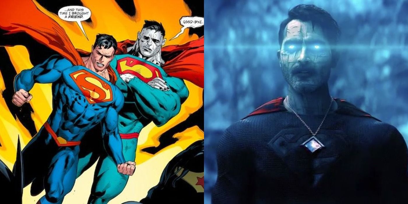 Split image showing Bizarro from the comics and Bizarro from Superman & Lois