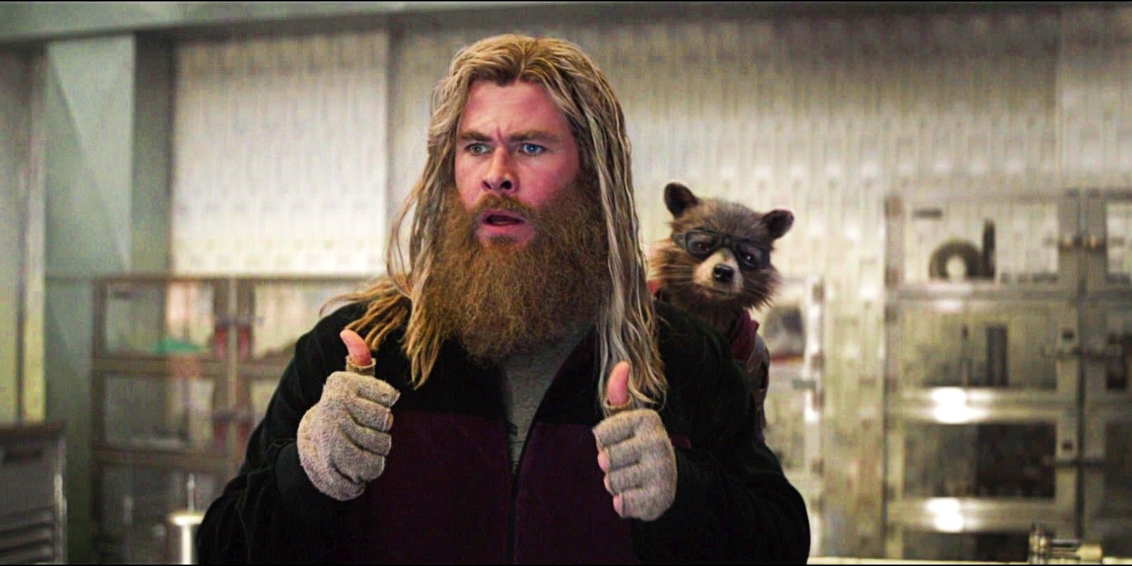 Thor and Rocket in Avengers Endgame