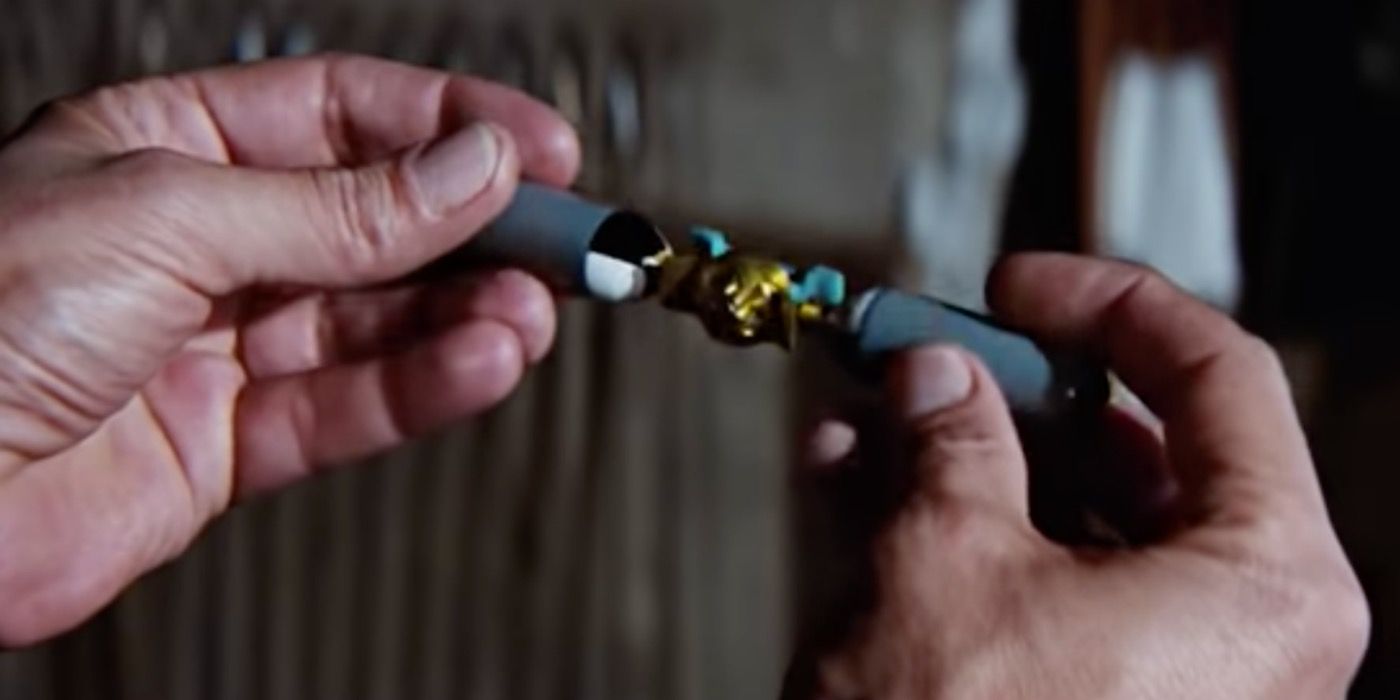 Closeup of mini scuba breathing device used in Thunderball