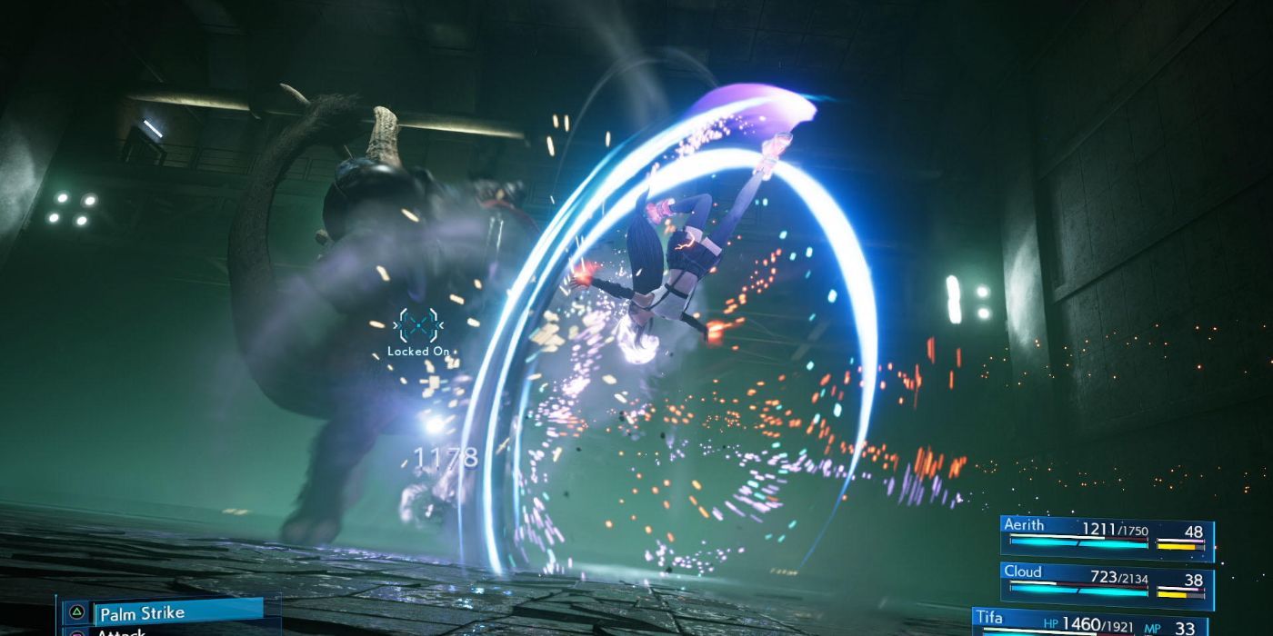 Tifa somersaulting in Final Fantasy 7