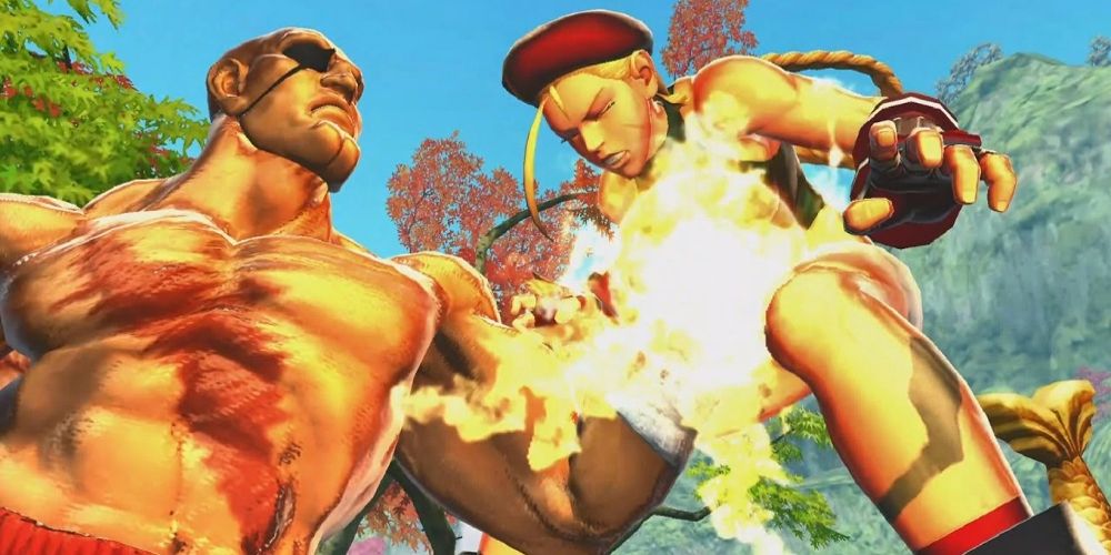 Sagat uppercuts a foe in Street Fighter