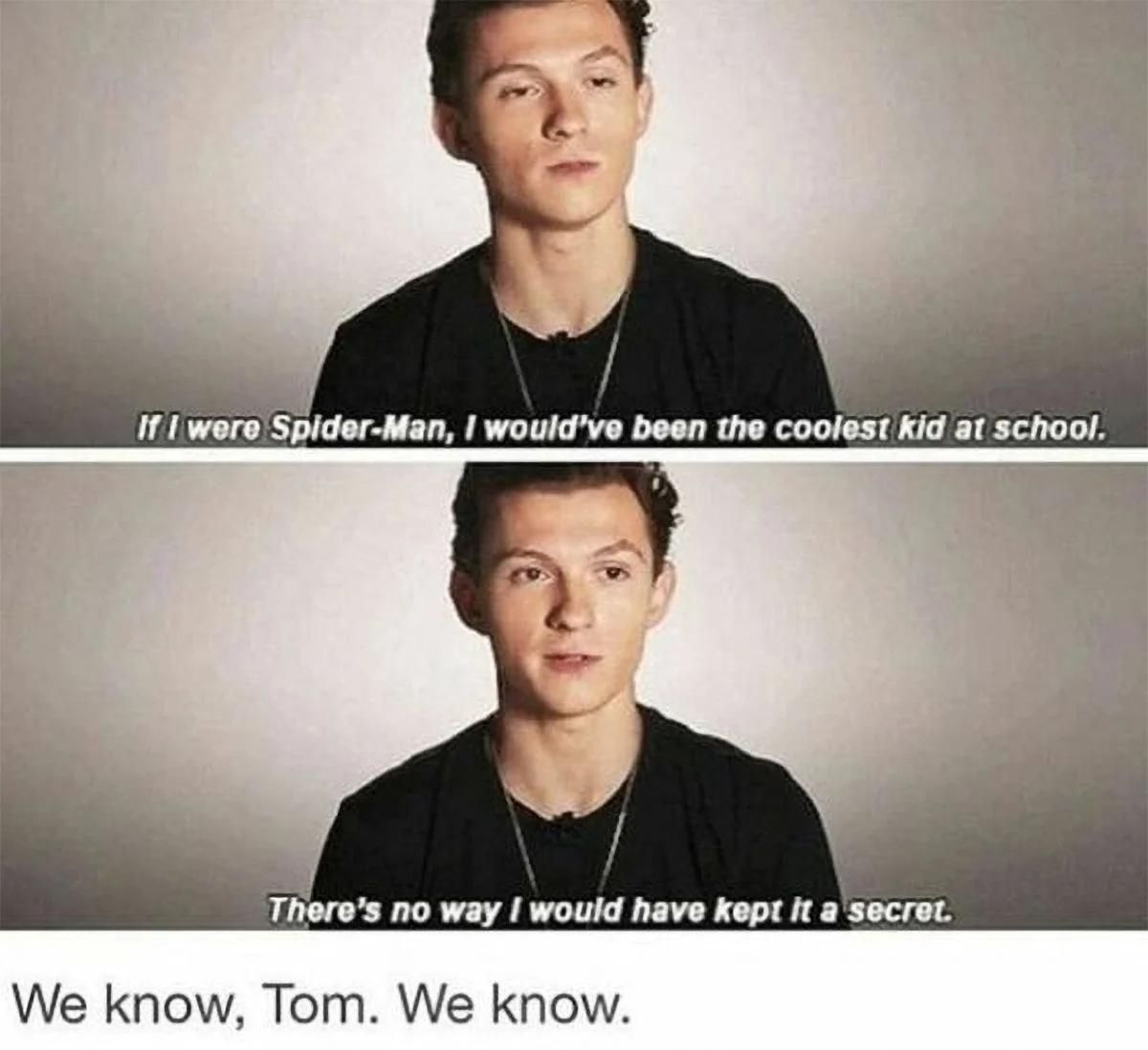 A meme about Tom Holland.