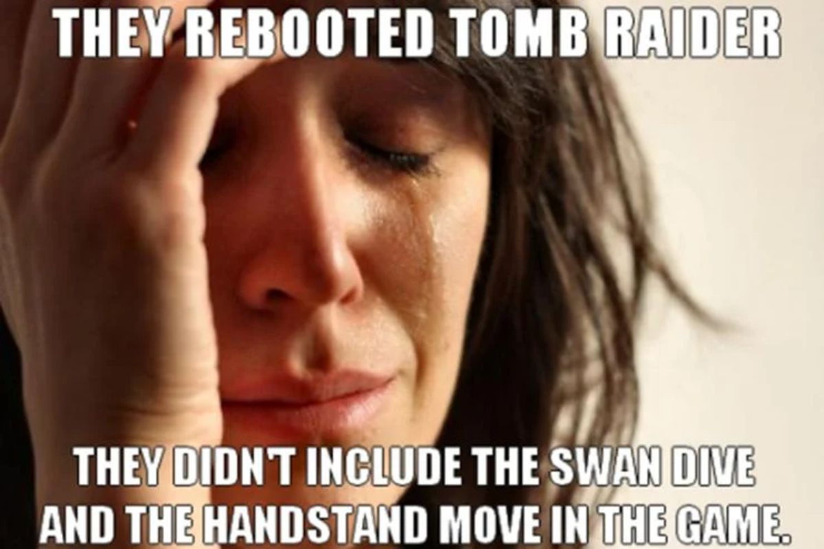 Tomb Raider Lara Croft's loss of flexibility meme