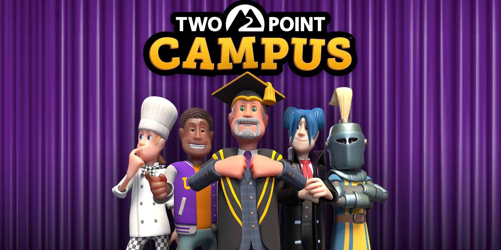Two Point Campus promotional title art.