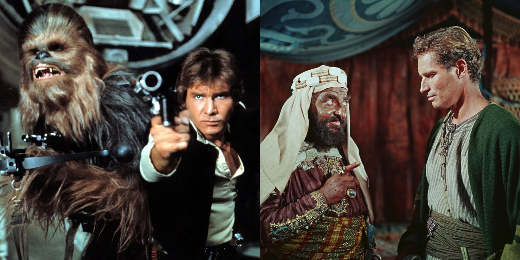 Two side by side images from Star Wars and Ben Hur