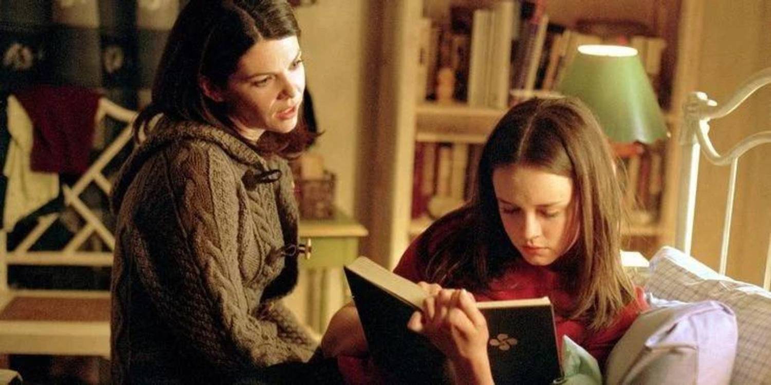 Lorelei e Rory sentam enquanto Rory lê