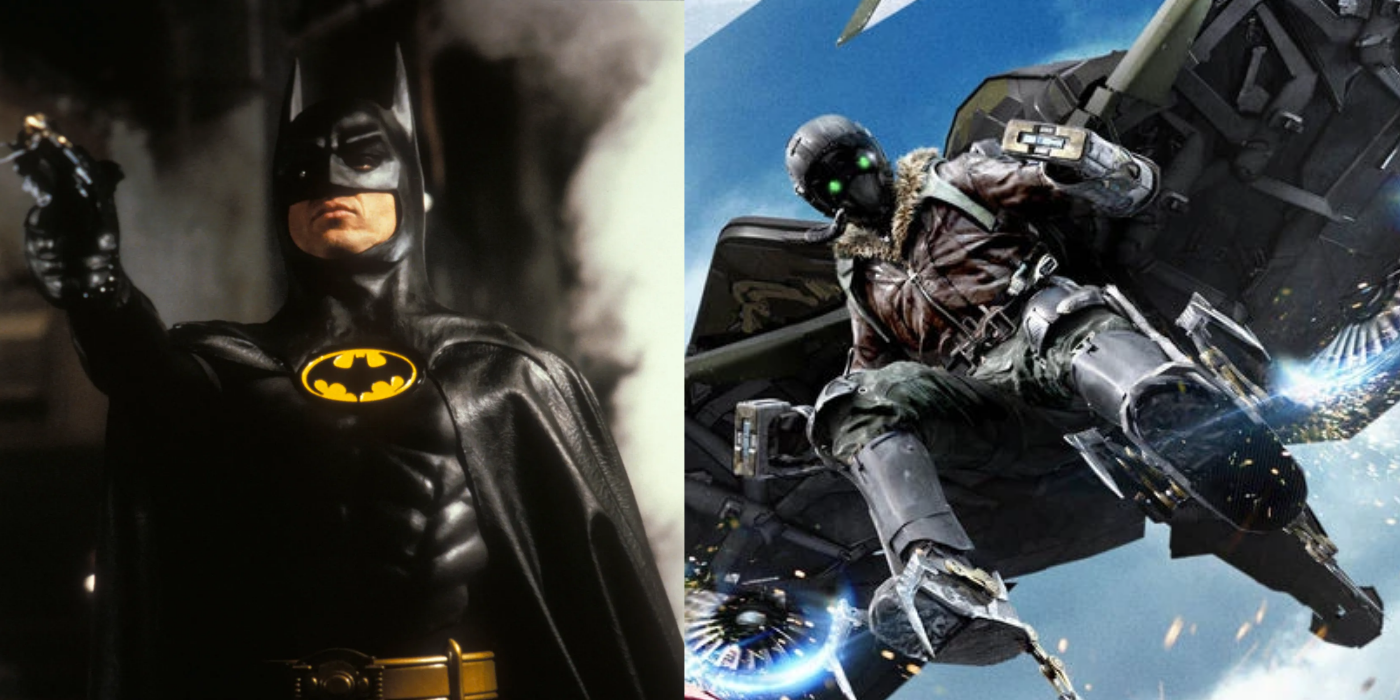 Michael Keaton as Batman and Vulture side by side