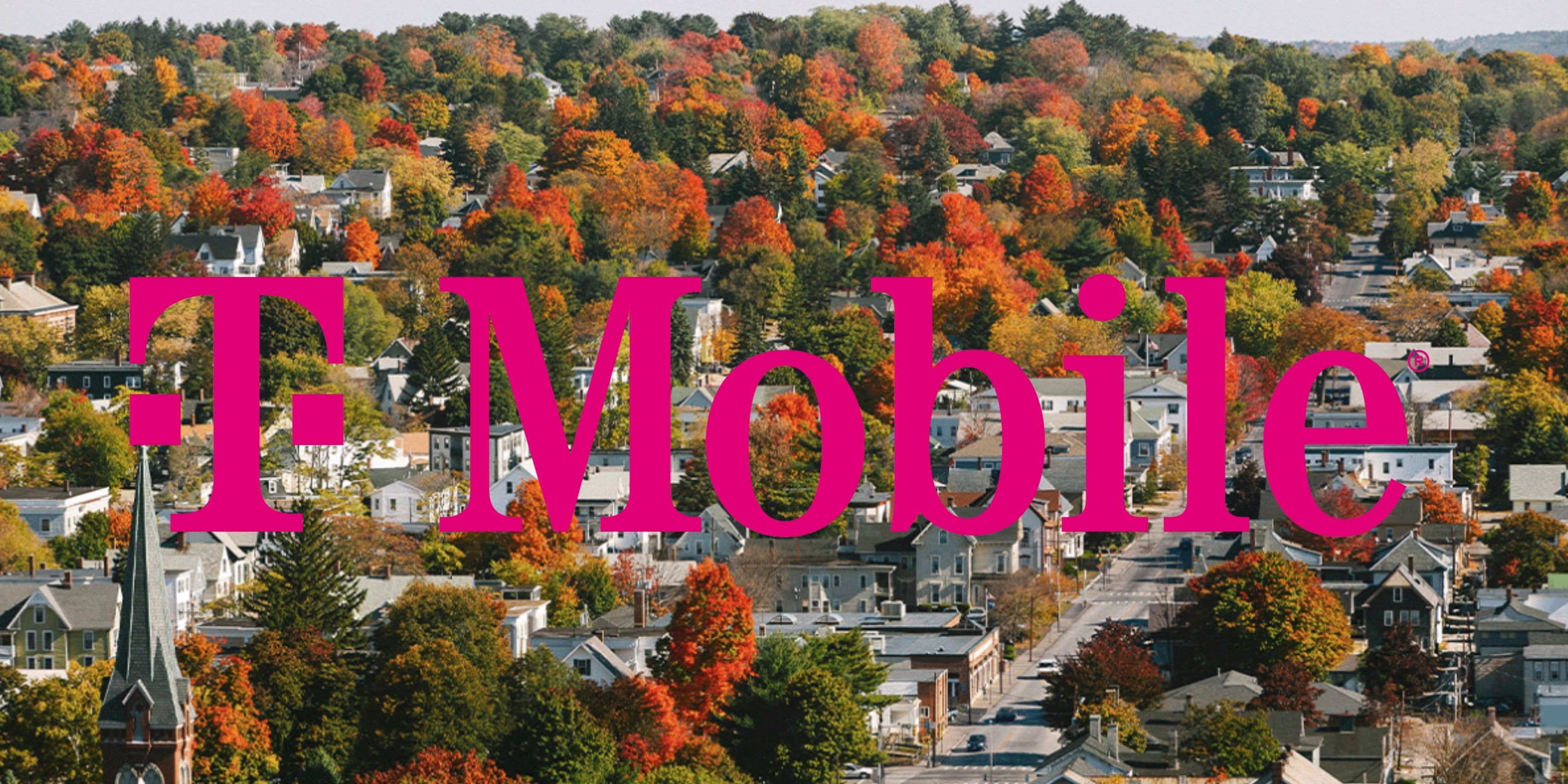 T Mobile Logo over press image of expanded coverage area.