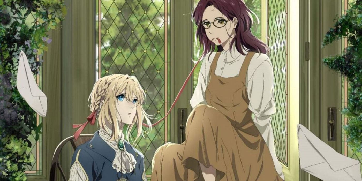 Violet tutoring Isabella in Eternity and the Auto Memory Doll key art.