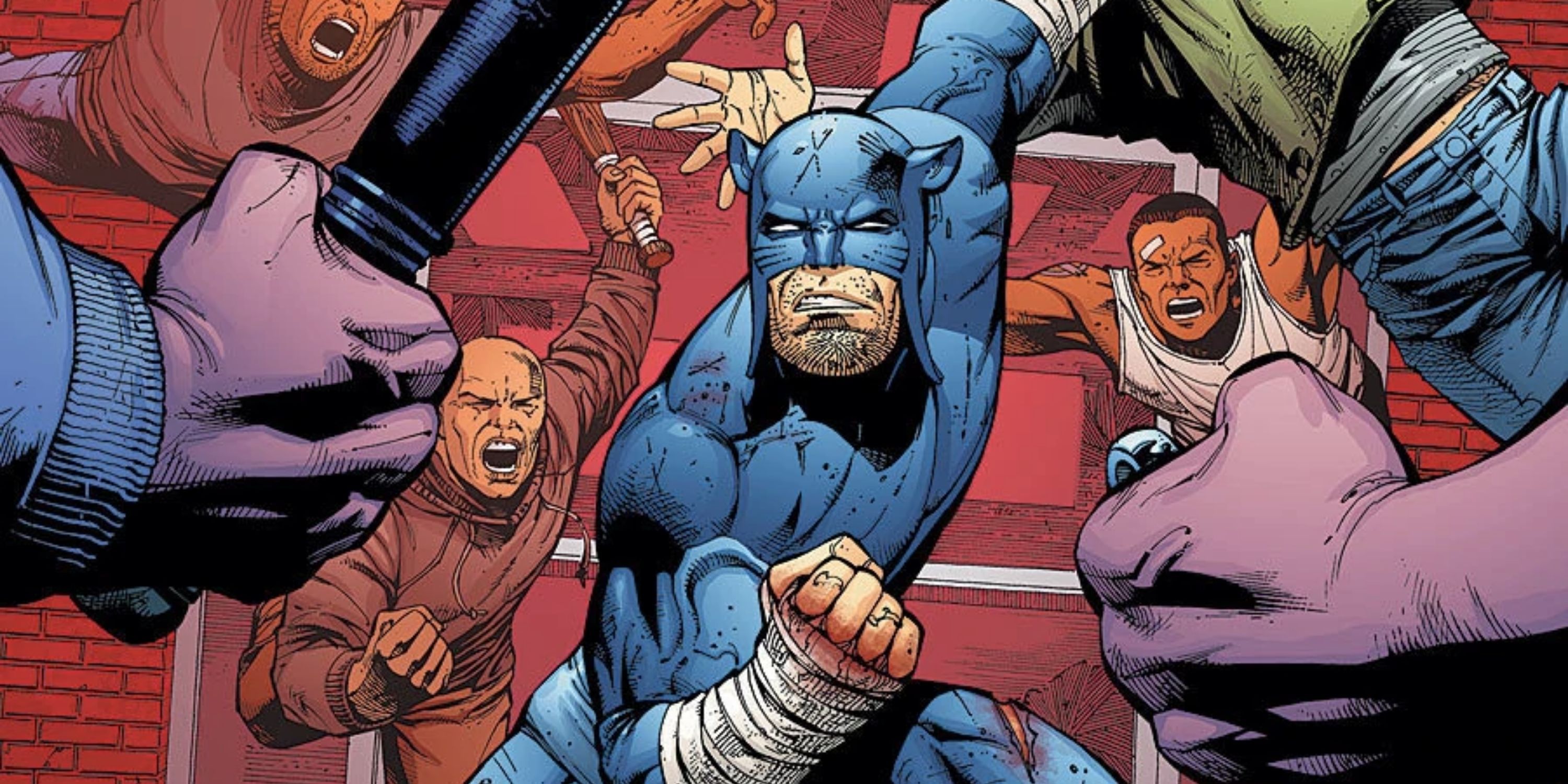 Wildcat in DC comics fighting thugs