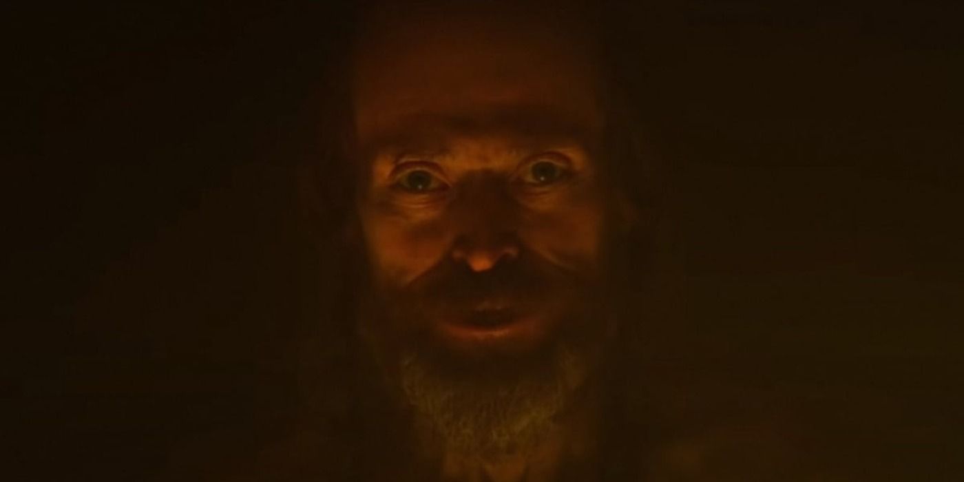 Willem Dafoe smiling creepily in The Northman