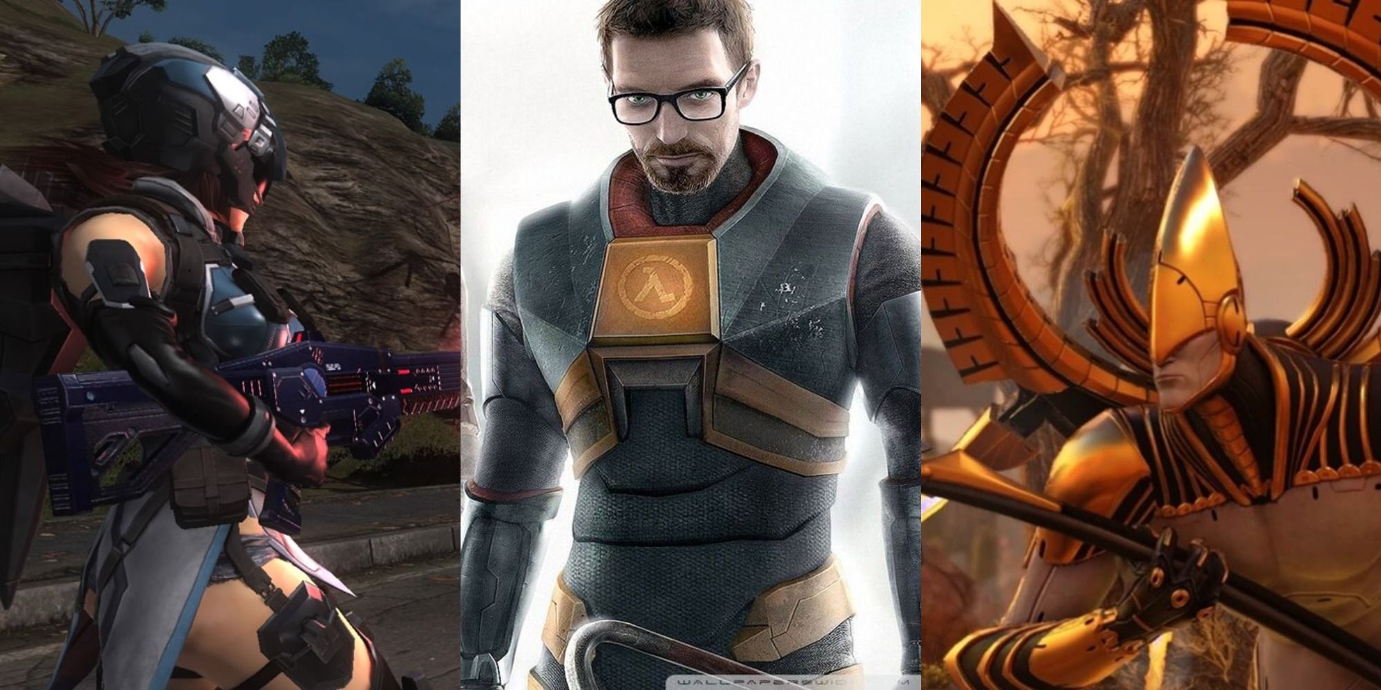 A split image featuring characters from XCOM 2, Half Life 2, and Earth Defense Force