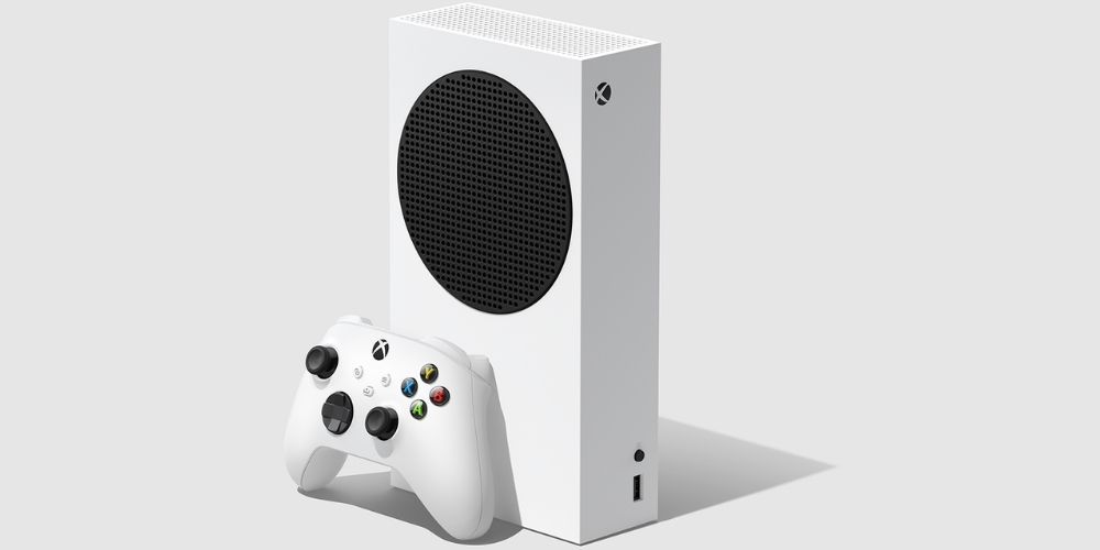 The Xbox S while standing up 