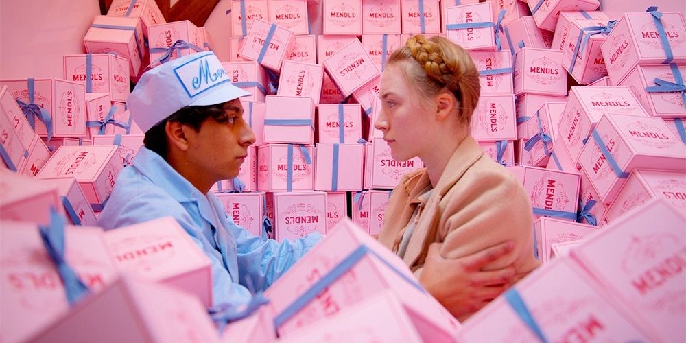 Zero and Agatha in a cake truck in The Grand Budapest Hotel