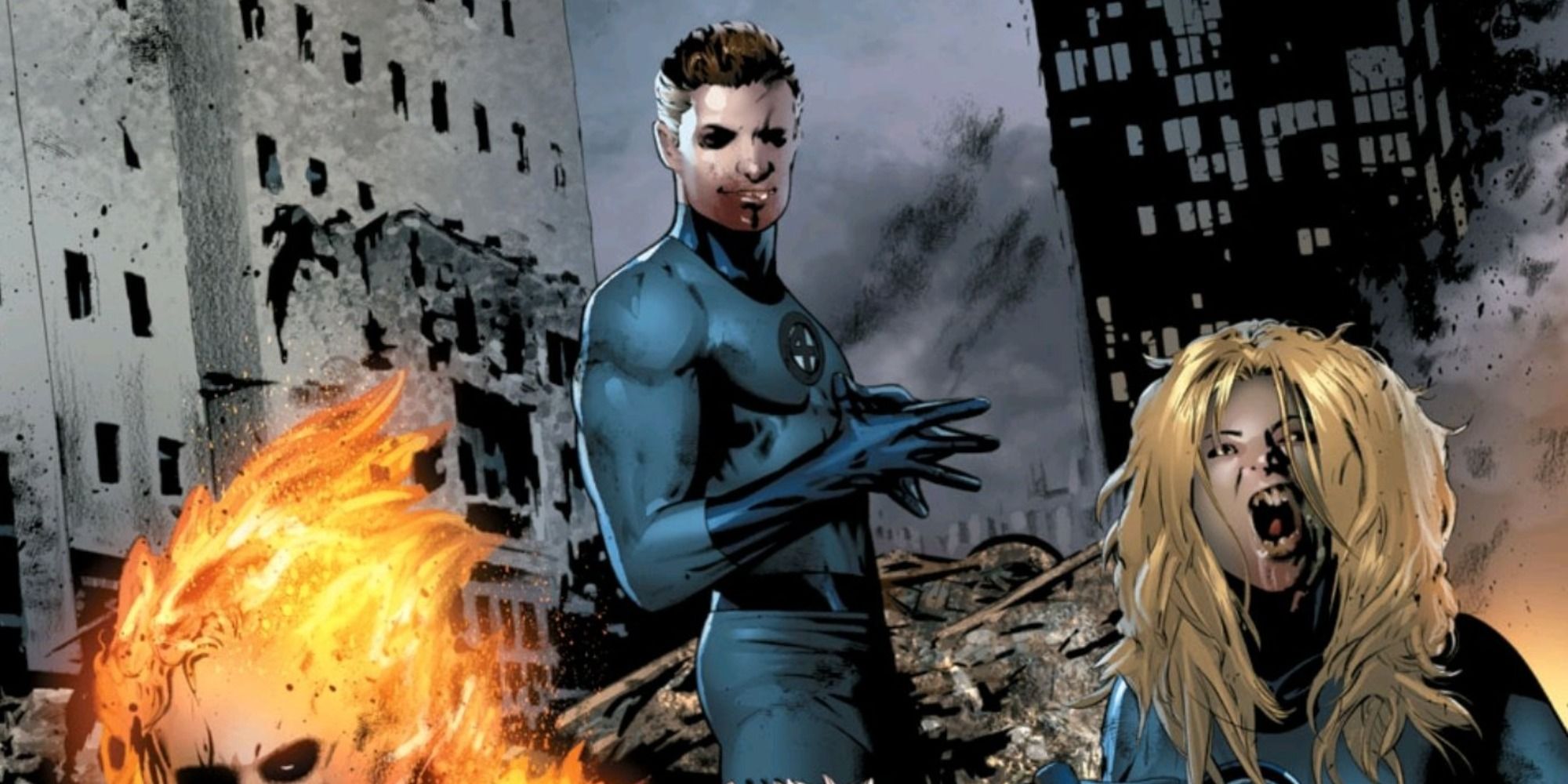 Zombie Fantastic Four attacks in Marvel Comics.