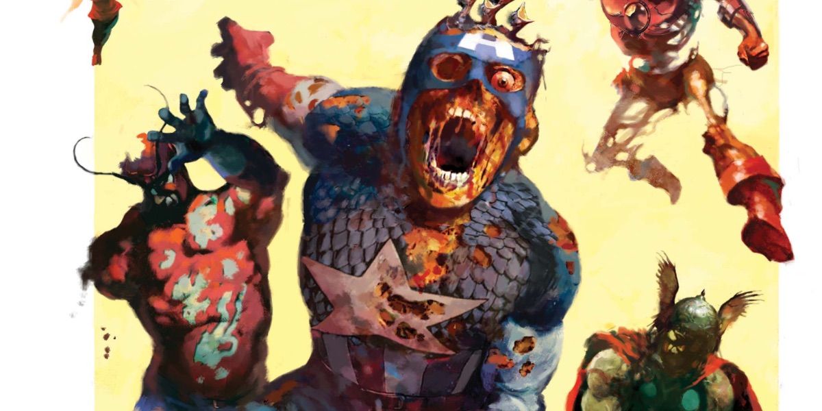 Zombie Captain America lunges forward from Marvel Zombies