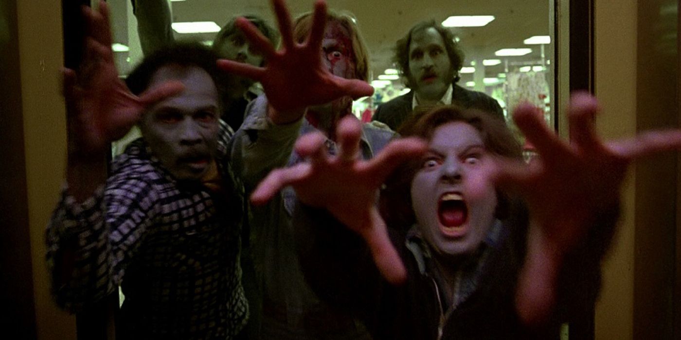 Zombies rushing the elevator in Dawn of the Dead.